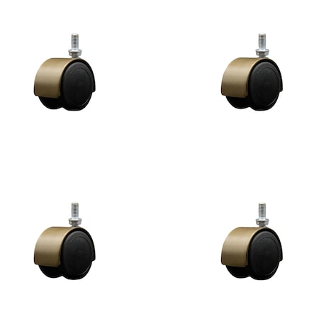 Service Caster 2'' Floor Safe Antique Hooded Twin Wheel Caster 3/8 Threaded Stem, 4PK SCC-TS02S50D-NYU-WA-381634-4